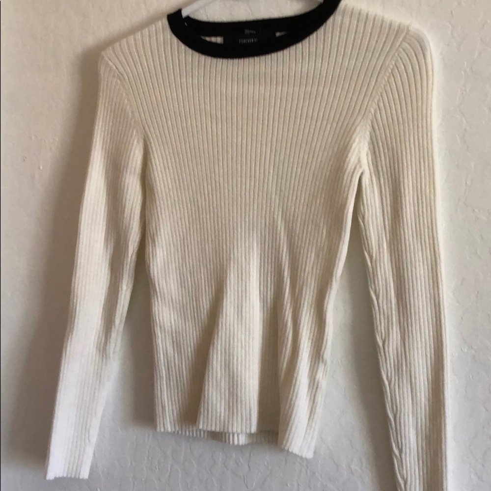 Black collared white long sleeves